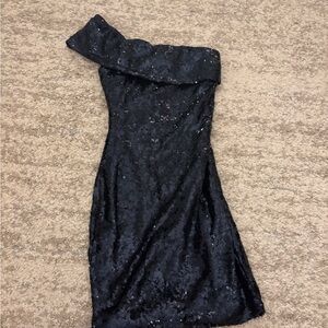 Elegant Black Sequin Off-Shoulder Dress